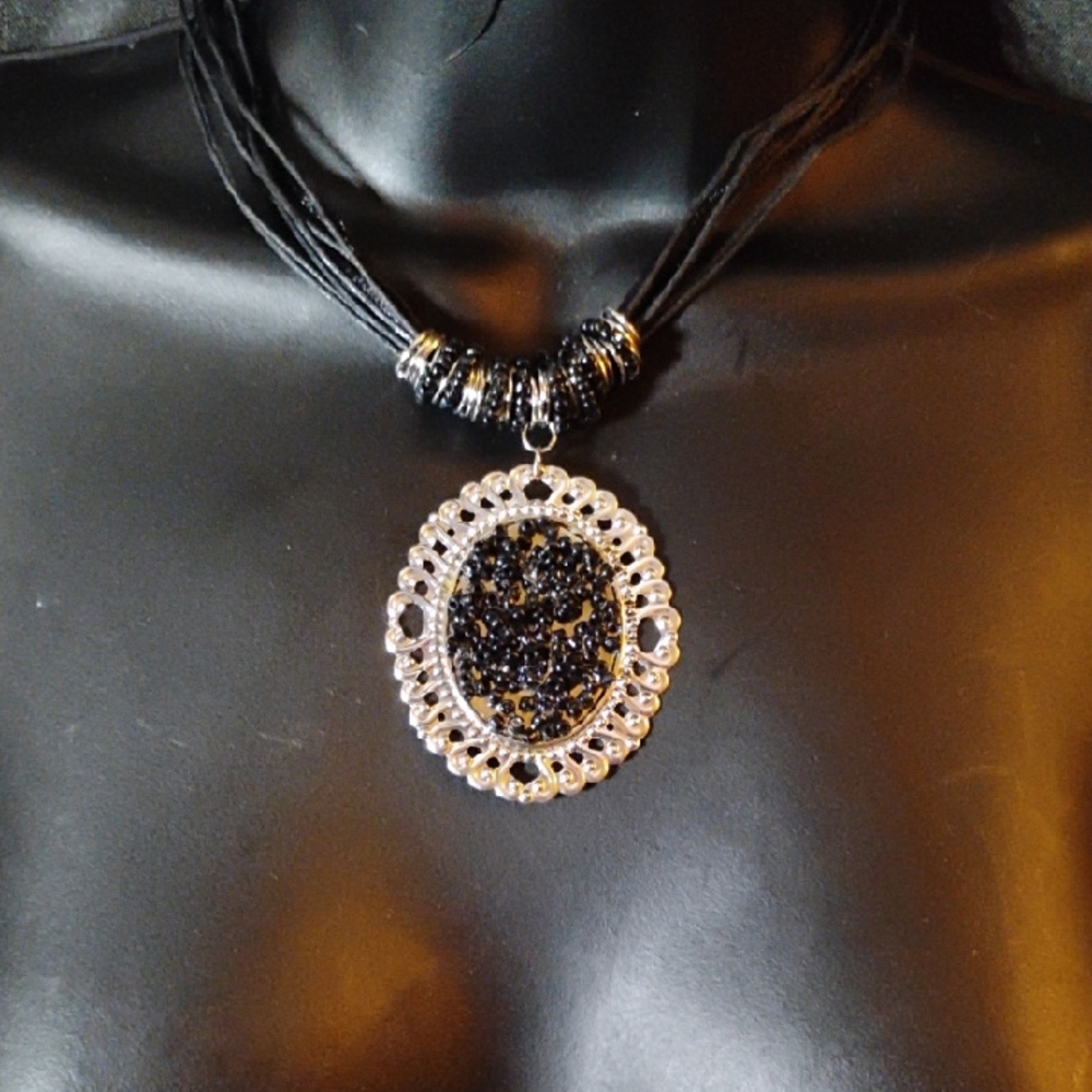 Private Label Black and Silver Statement Necklace